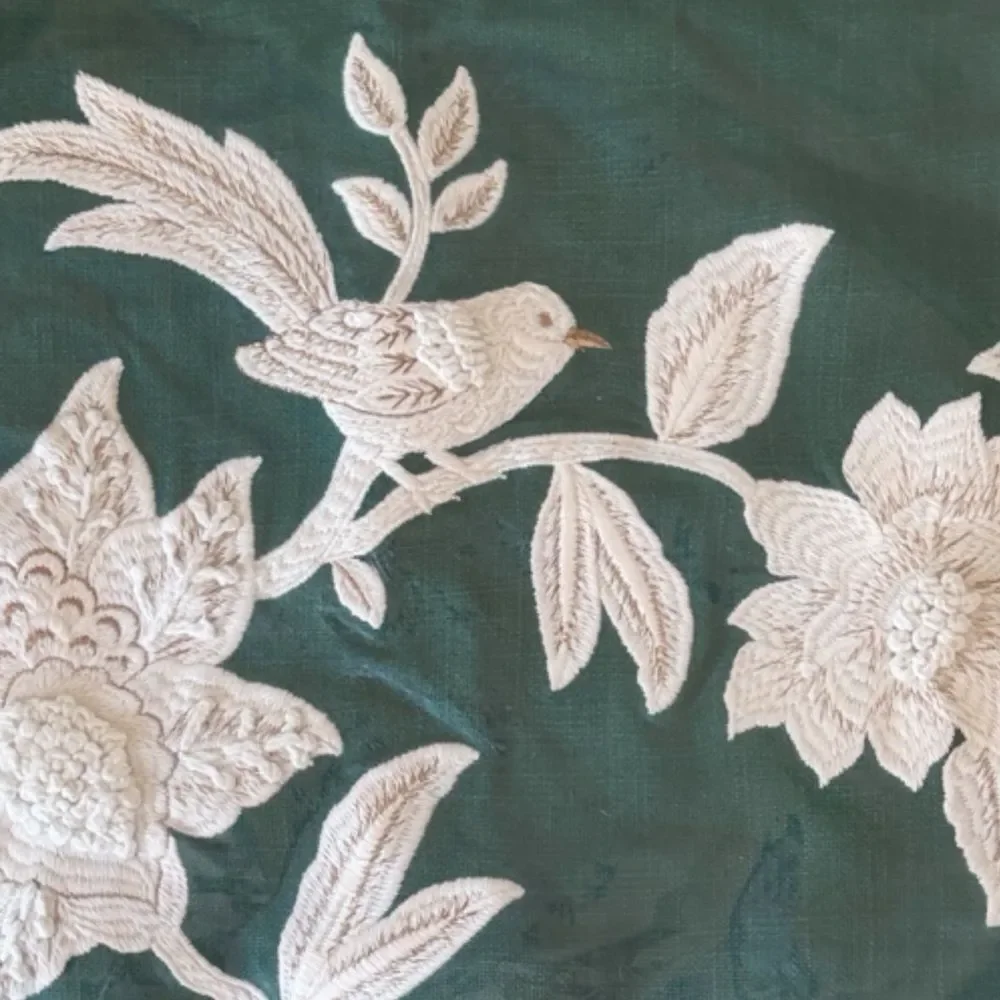 Company Store Legends Luxury Embroidered Holiday Bird Green Lumbar Pillow 12x21